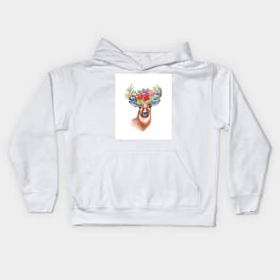 Floral Deer Kids Hoodie